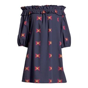 Trina Turk Butterfly Jacquard Off-the-Shoulder Mini Dress - Small